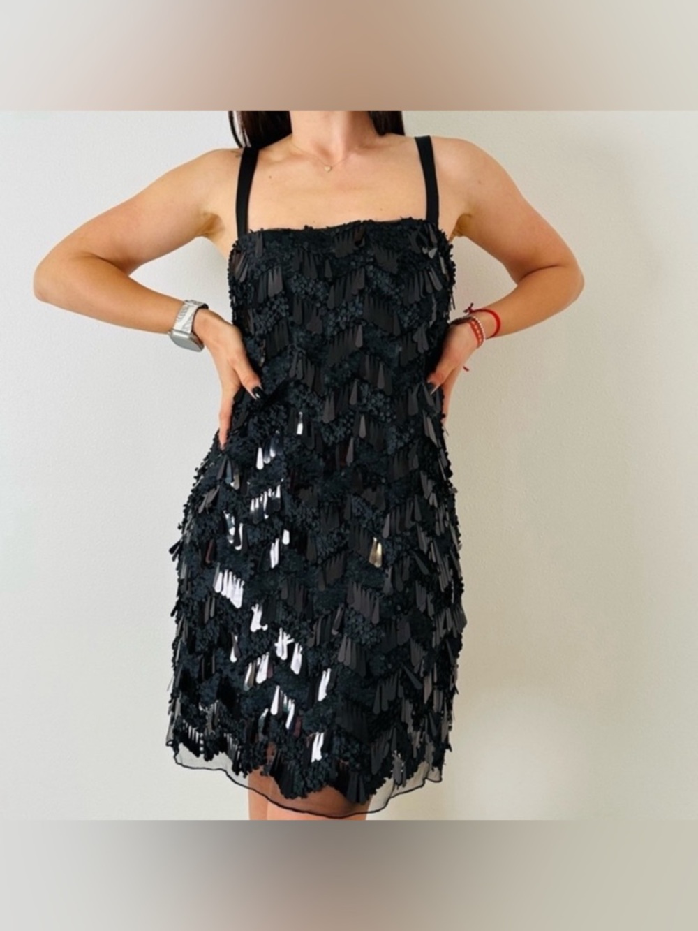 NWT Zara Black Sequin Fringe Mini Dress Small